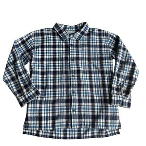 The Sunday Collective Blue Plaid Flannel Shirt Button Up Long Sleeve Cotton 12Y